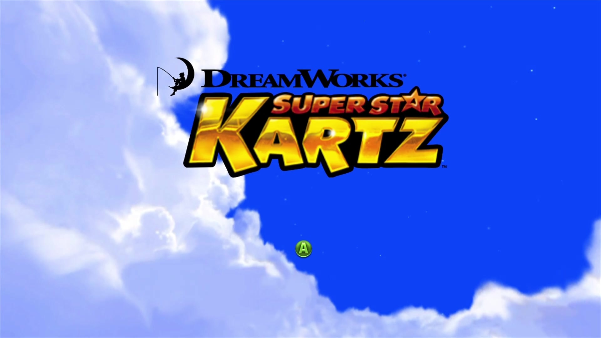 Dreamworks Super Star Kartz title screen for Xbox 360